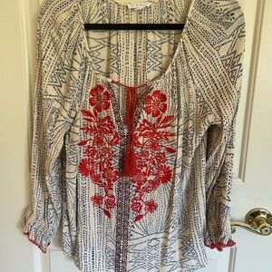 THML cream and white Embellished Relaxed Blouse